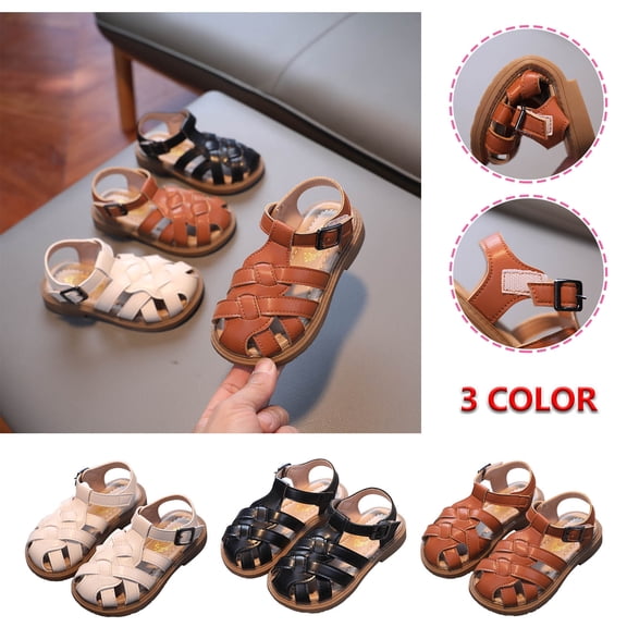 Hinvhai Toddler Girls Boys Classic Casual Sandals ,Little Kids Summer Beach Soft Sole Toe Crash Comfortable Sandals White 5-6 Years