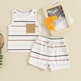 thumbnail image 2 of Bagilaanoe 2pcs Toddler Baby Boy Shorts Set Sleeveless Striped Print Tank Tops + Shorts 6M 12M 18M 24M 3T Kids Casual Summer Clothes, 2 of 8