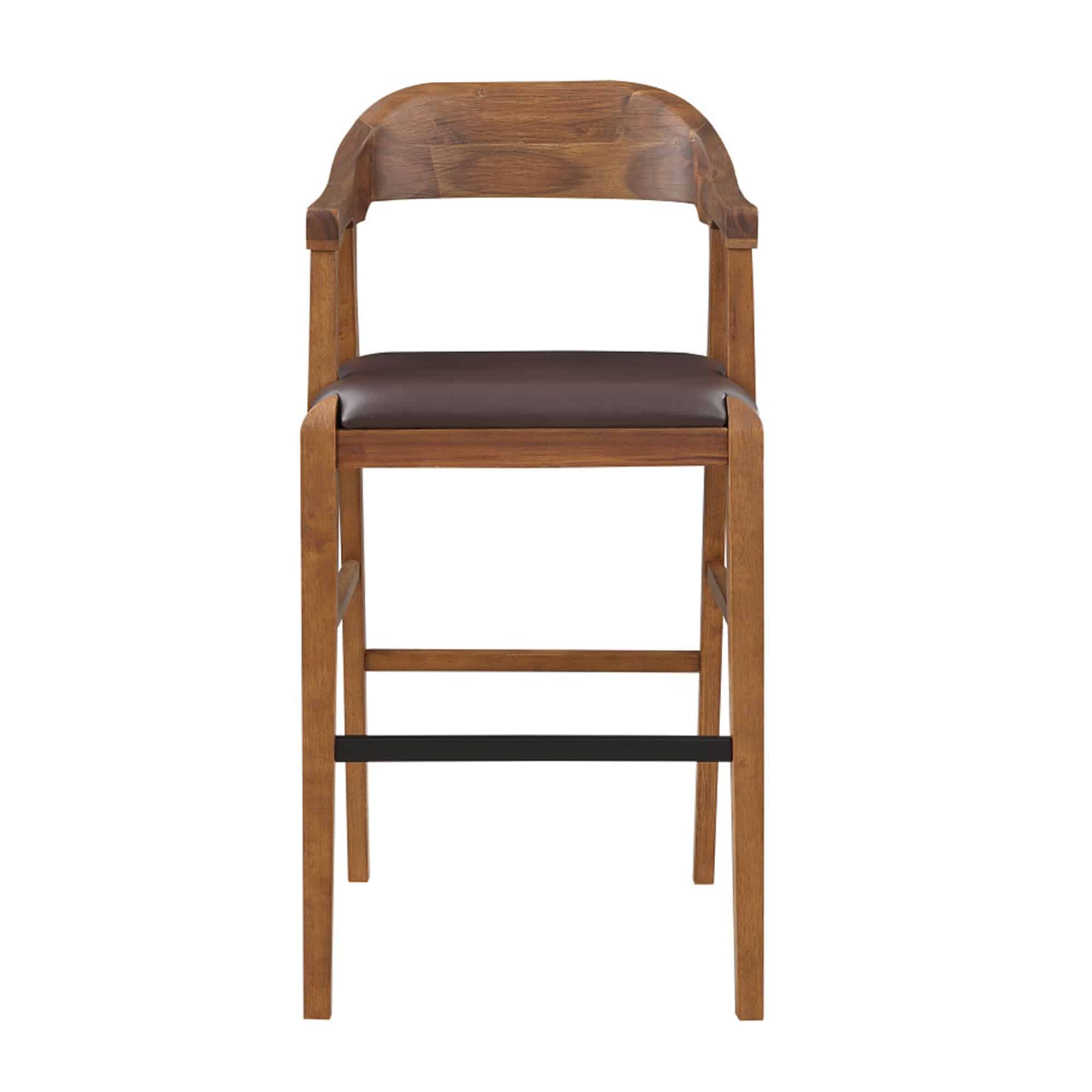 Rasmus Wood Bar Stool - Chestnut Wire-Brush Finish
