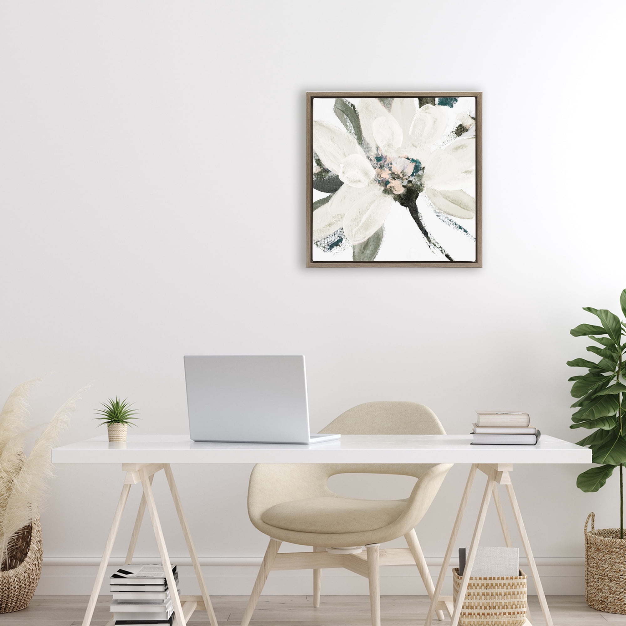 Stupell Industries Naturally Blooming Botanical Brown Framed Floater Canvas Wall Art, design by Lanie Loreth