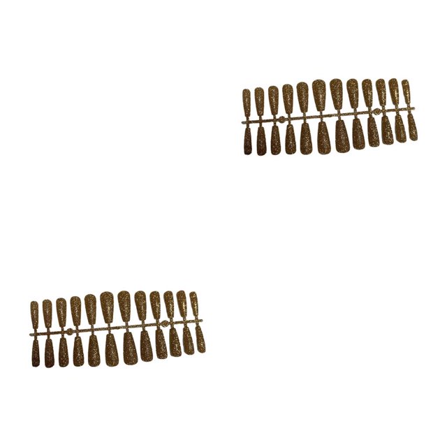 Qarigey 24 piezas de polvo brillante para uñas postizas, prensa extra larga en estilo ataúd, puntas de uñas con purpurina artificial para el salón Type11 NO11 Qarigey CBP449651