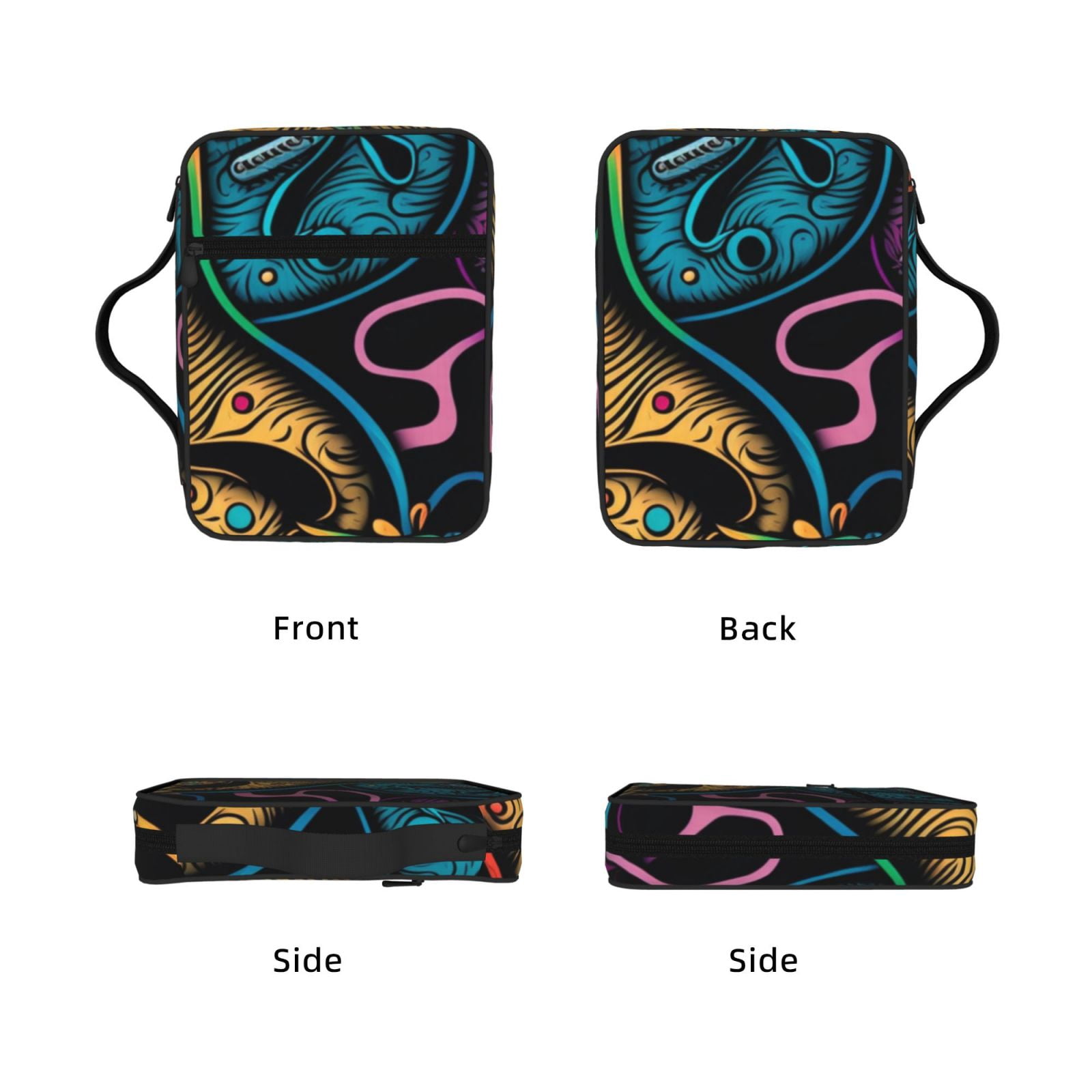 Electric Guitars Rock Music Colorful Bible Storage Bag Case with Padded Handle Zipper Closure Pockets for for Church, Travel