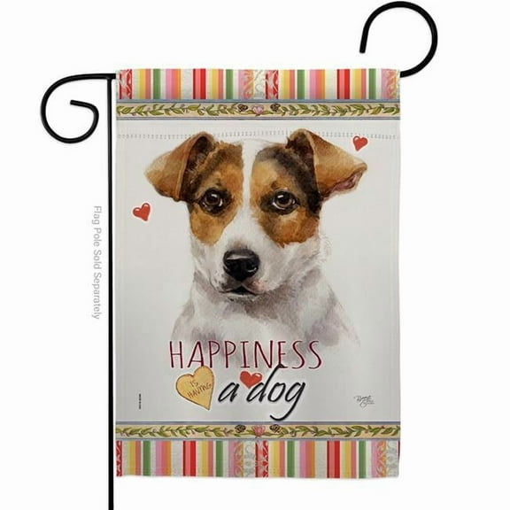 Breeze Decor G160138-BO 13 x 18.5 in. Dog Russell Terrier Happiness Double-Sided Decorative Vertical Garden Flag