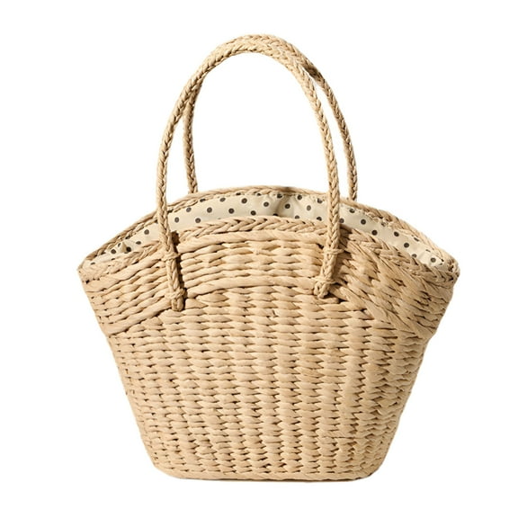GASTROPOD Women'S Handbag Wicker Woven Ladies Shoulder Bag Beach Straw Woven Bag - Capacity Portable Dot Basket Wallet A