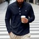 thumbnail image 1 of pstuiky camisa de manga larga para hombre, Camisa informal de sarga de color liso con cuello alto y bolsillos abotonados para hombre camisetas de hombre xxl, 1 of 6