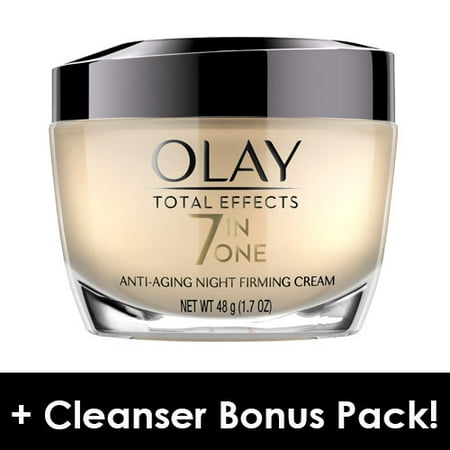 Olay Total Effects Anti-Aging Night Firming Cream, Face Moisturizer 1.7 fl oz + Daily Facial Dry Cleansing Cloths, 7