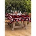 thumbnail image 4 of Rectangle Outdoor Tablecloth With Umbrella Hole, Zipper– White Christmas Snowflake Waterproof Patio Table Cover for Party, Picnic, Backyard, 60"x120" , Red Black Buffalo Plaid Check Rustic Farmhouse, 4 of 8