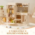 thumbnail image 6 of Robud Kids Wooden Floral Kitchen Play Set Pretend Playset Toy with Refrigerator, Oven, Microwave oven, Dishwasher, Play Cooker for Girls Boys Age 3+, Beige, 6 of 14