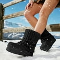 thumbnail image 4 of Lurnyet Women Winter Fuzzy Boots Faux Fur Lined 2 inch Sole Calf High, 4 of 5