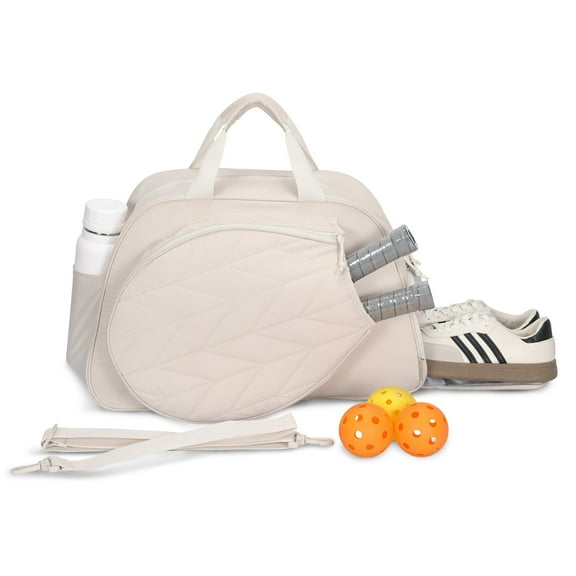 Hynes Eagle Pickleball Tennis Racquet Bag Lightweight Gym Duffel with Shoe Compartment， Beige