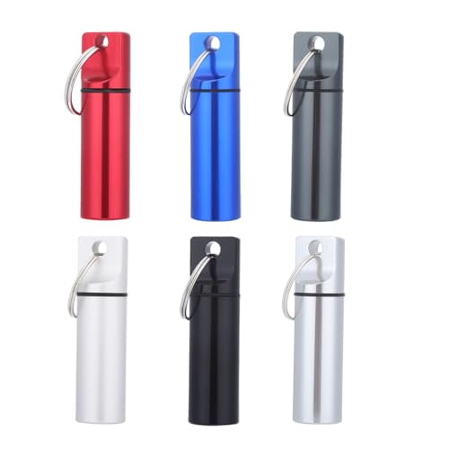 6 PCS Pill Container Keychain,Waterproof Metal Pill Container Portable Keychain Pill Holder,Pocket Mini Keychains Pills Case for Men,Medicine Storage Small Medicine Case for Women Outdoor Travel