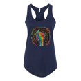 thumbnail image 2 of Wild Bobby The Power of Unity Colorful Fist Puff Print Fashion Ladies Racerback Tank Top, Navy, Small, 2 of 6
