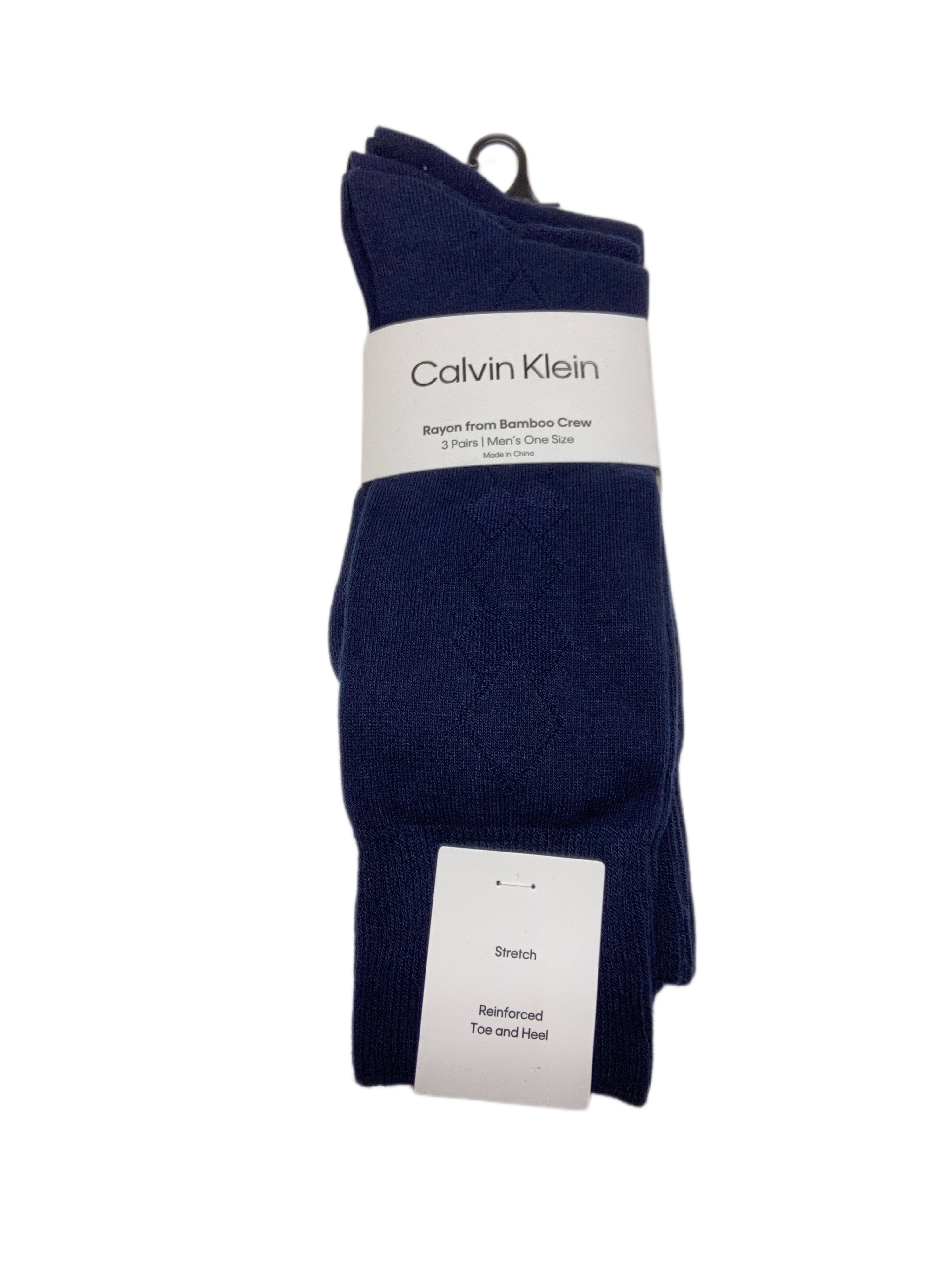 Calvin Klein Men's 3 Pair Mid Calf Rayon From Bamboo Socks, Navy, 7-12 -  