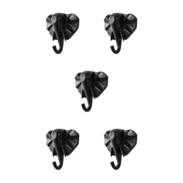 Maytalsory Animal Head Key Hook Sturdy And Durable Construction Adding Touch Of Whimsy black(elephant) 5Set