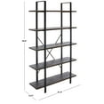 thumbnail image 3 of SAFAVIEH Euan 41.38 in. 5 Shelf Cross Back Etagere, Cocoa Walnut/Matte Black (41.4 in. W x 12.5 in. D x 70 in. H), 3 of 12