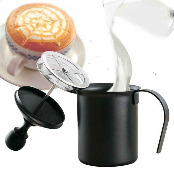 Espumador de Leche Manual de Doble Capa, Espumador de Leche Casero, Espumador de Café de Acero inoxidable, Crema Con Agarre Cómodo, Para Espumar Leche Entera, Café Con Leche O
