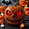 thumbnail image 3 of Musbetu Figurine de Citrouille aux Yeux Rouges Statue de Citrouille en Résine Aspect Marbre Fait Main avec Yeux Ambrés Décoration d'Étagère de Table d'Halloween, 3 of 7