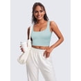 thumbnail image 4 of Firvespy Women Low Impact Sport Bra Workout Crop Tank Tops Square Neck Yoga Camisole with Built in Pads Blue Small, 4 of 5