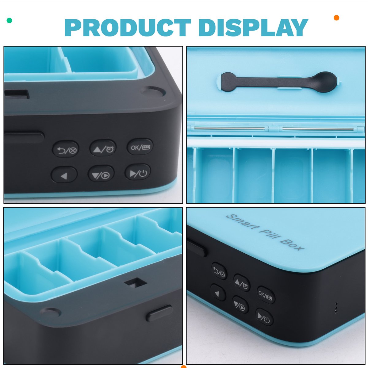 Smart Pill Dispenser Medicine Pill Box Organizer for Storage Organizer Container for Pills Box(Blue)