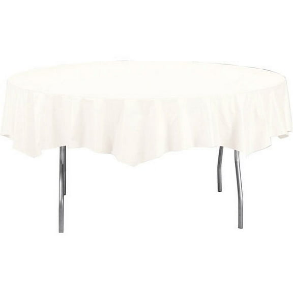 White Octy Round Tablecloth, Round Table Cover, 82"