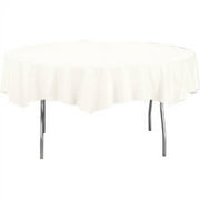 White Octy Round Tablecloth, Round Table Cover, 82"