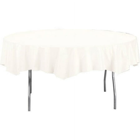 White Octy Round Tablecloth, Round Table Cover, 82"