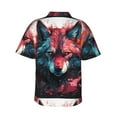 thumbnail image 3 of Balery Red Flame Wolf Head Print Men's Hawaiian Shirts Short Sleeve Beach Shirt Relaxed Fit Vacation Button Down Shirts-3X-Large, 3 of 9