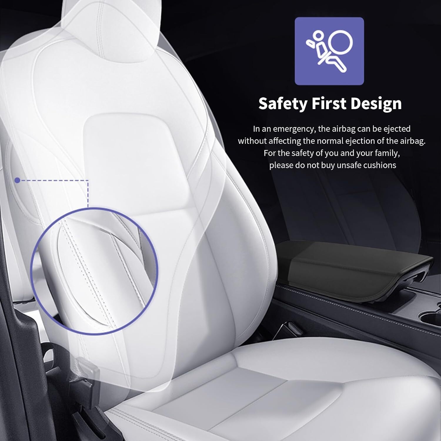 IKABEVEM Car Seat Cover for Tesla Model Y 2023 2024 - Full Set Fully Wrapped White Seat Covers 5 Seater