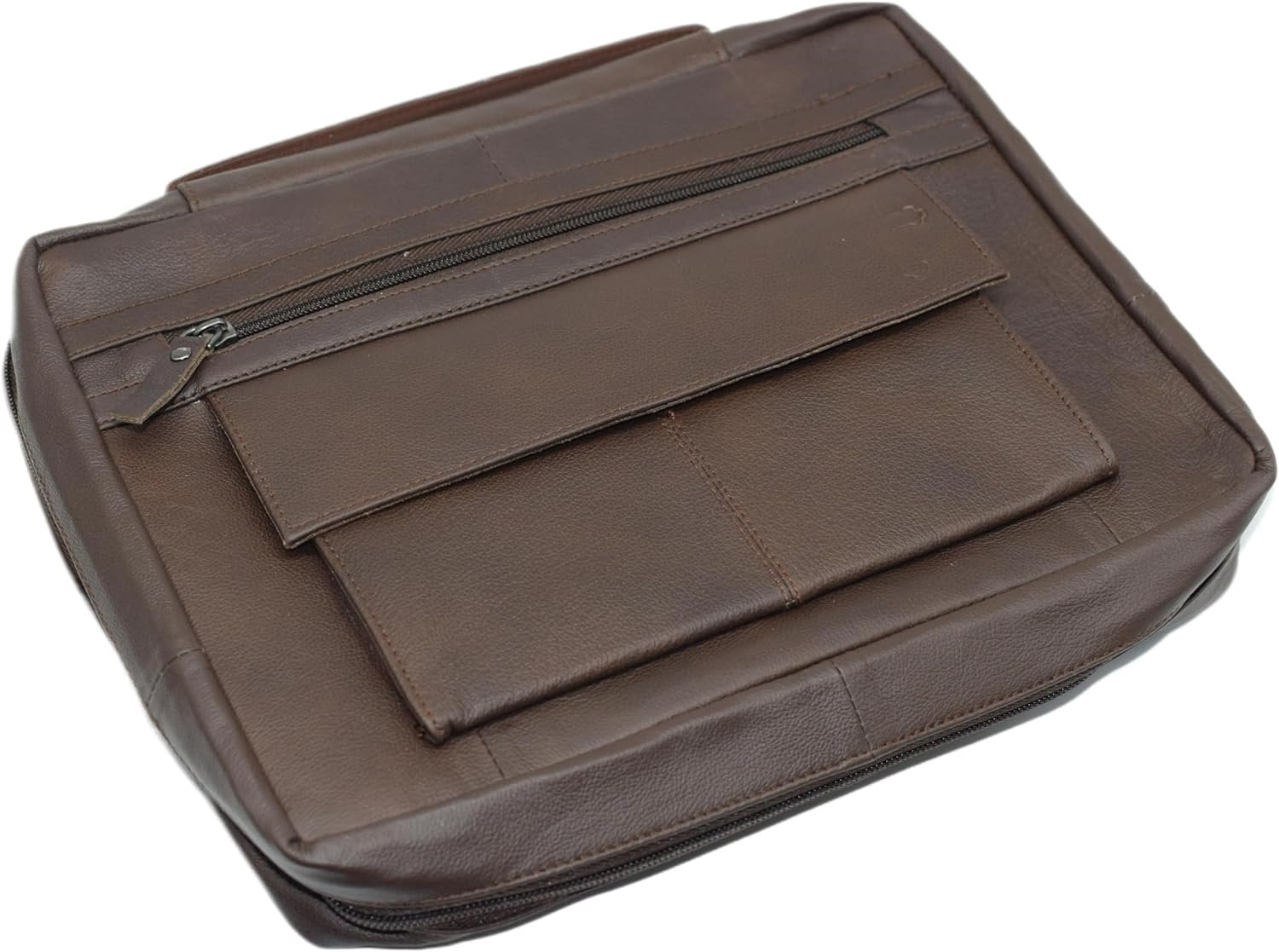 Large Cross Bible Book Cover Genuine Leather with Handle Cross Brown
