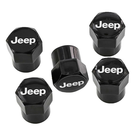 Jeep Logo Black Finish Tire Valve Cap Covers