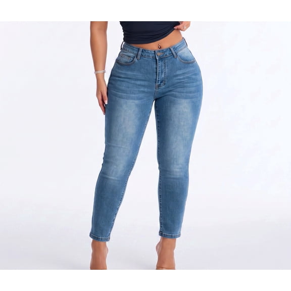 WBLTRVE Women's Plus Size Stretch High Waist Denim Jeans Skinny Ankle Pants,Size 0X-4