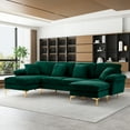 thumbnail image 4 of Rophefx 114" Sectional Sofa for Living Room,Modern Velvet Couch,U-Shaped Sofa with Chaise and Ottoman,Green, 4 of 10