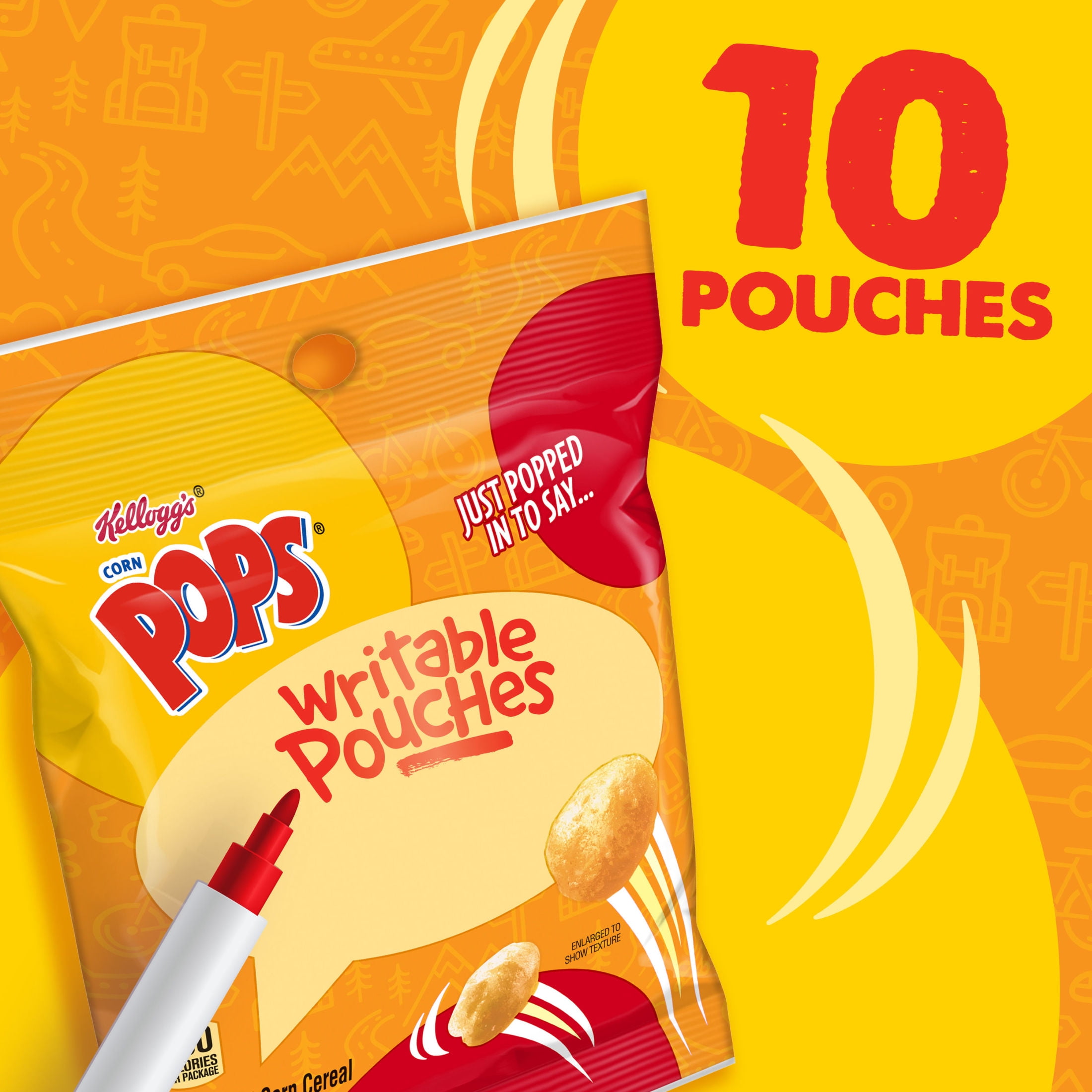 (4 pack) Kellogg's Corn Pops Go Packs Original Cereal, Kids Snacks, 9.5 oz, 10 Count
