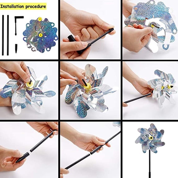 Laser Reflective Bird Repellent Windmill, 360° Rotation Outdoor Waterproof ABS Bird Scare Device, Durable for Garden Balcony Farm Yard Patio Anti-Bird Pest Deterrent, A