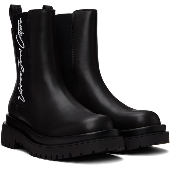 Versace Jeans Couture Womens Chunky Sole Black Chelsea Boots-EU39 for Womens