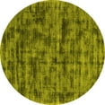 thumbnail image 1 of Ahgly Company Machine Washable Indoor Round Abstract Yellow Contemporary Area Rugs, 4' Round, 1 of 4