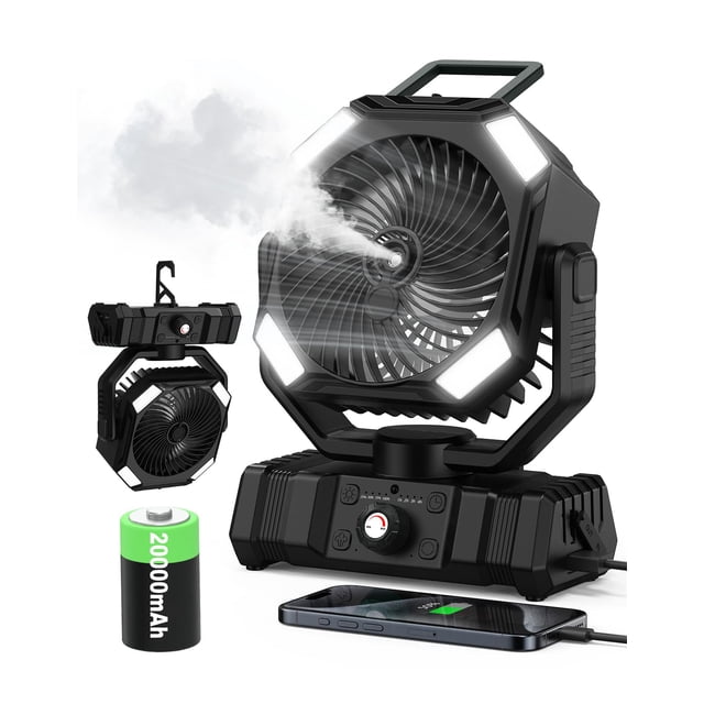 Ventilador con Nebulizador Portátil OUWANCH 20000mAh con Tanque de 300ml y LED