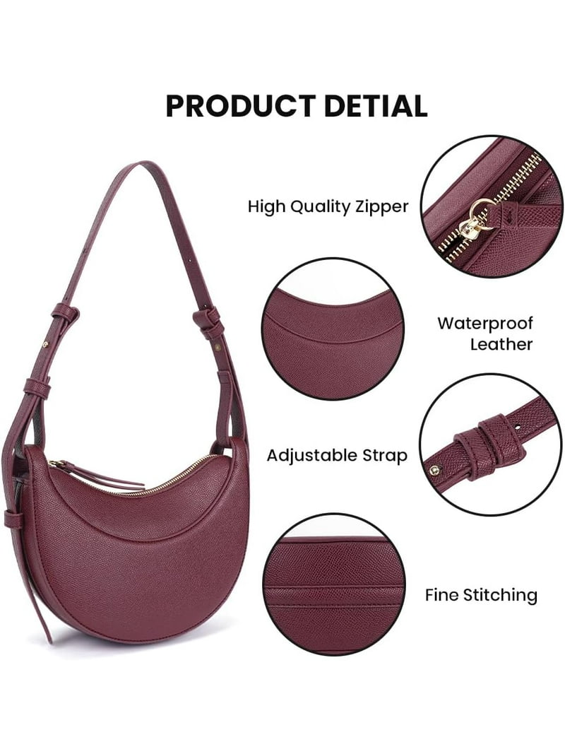 Municipal Womens Crescent Shoulder Bag Half Moon Hobo Faux