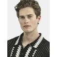 thumbnail image 4 of No Boundaries Faux Crochet Button-Up Polo Shirt, Men's and Big Men's, 4 of 4