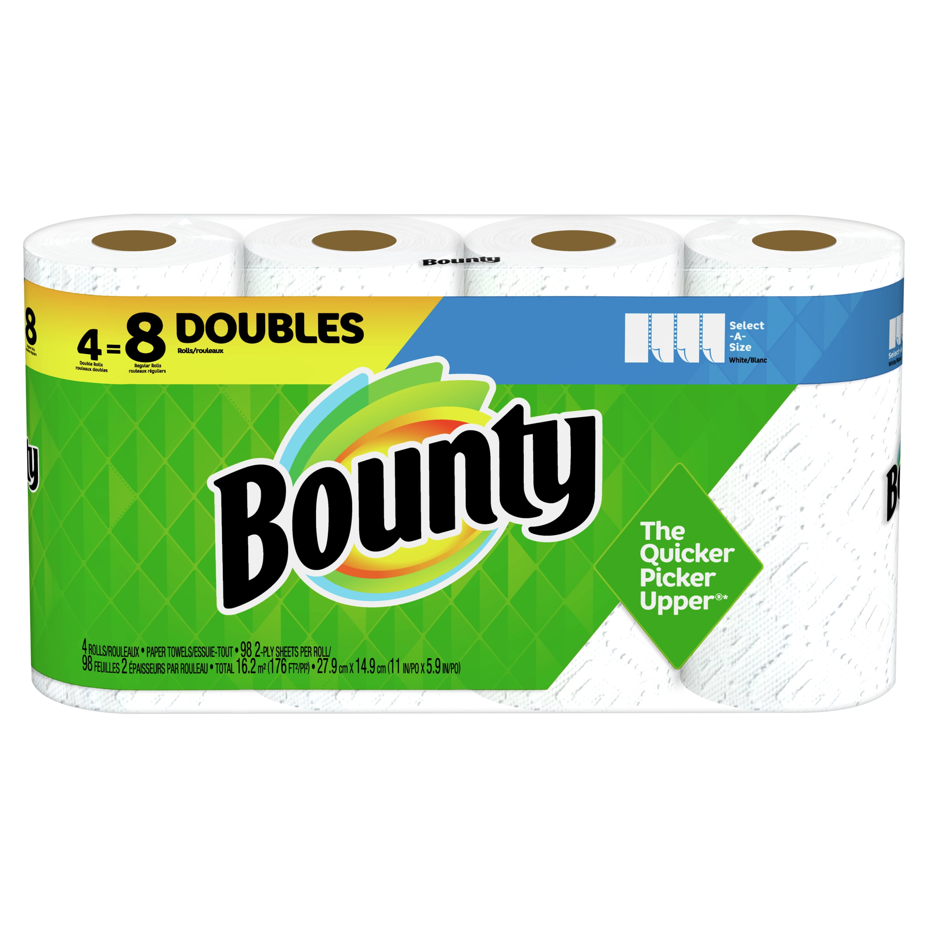 Bounty SelectaSize Kitchen Rolls Paper Towel 2Ply White 98 Sheets, 4