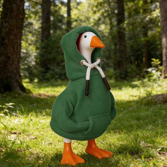 Desk Goose Outfits & Tabletop Accessories - Magnetic Mini Porch Goose Statue with Key & Clothes Decor, Cute Animal Ornament for Home Tabletop, Office Desk, Entryway, Living Room, 2*6in, Green