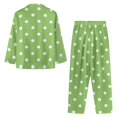 thumbnail image 6 of Garronmavis Pajama Sets for Women 2 Piece Soft Long Sleeve Button Down Sleepwear Lounge Set Comfortable Nightwear PJs with Pockets, Green and White Polka Dot, 6 of 7