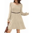 thumbnail image 2 of Womens Square Neck Long Sleeve Fall Dresses Casual Babydoll Sweater Dress M, 2 of 8
