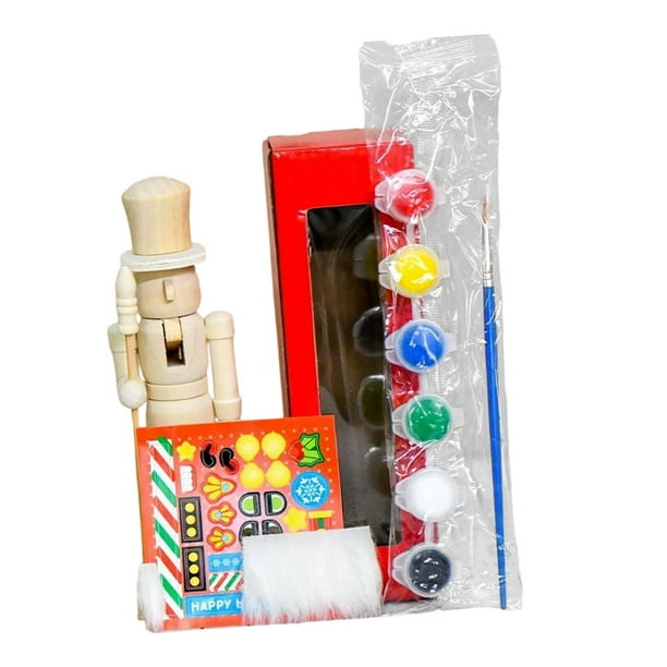 Cascanueces sin pintar, kit de manualidades navideñas, figura para pintar, decoración de mesa, figurita en para armar, juguete de cascanueces