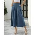 thumbnail image 2 of Women's Linen Blend Wide Leg Pants - Summer Cropped  Trousers with Elastic Waist & Pockets Lightweight, Breathable  Casual, Beach, 2 of 5