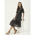 thumbnail image 4 of DressBerry Women’s Printed Poly Georgette Round Ruffled Neck 3/4th Sleeves Knee length Tiered Hem Light Weighted Casual&nbsp;Summerwear Beachwear Partywear All Purpose One Piece Dress, 4 of 7