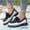 Black, variant on Women's Platform Loafers, Color Block Lace-Up Round Toe Shoes, Comfortable Chunky Sole Casual Flats for Daily Wear, Work, Walking - Black/Red/Blue/Pink/Brown