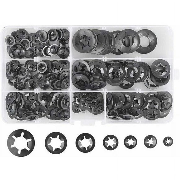 280 Pcs Lock Washers Lock Washers, Steel Lock Washers Quick Lock Washers M3 M4 M5 M6 M8 M10 M12, 7 Sizes, Black