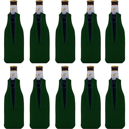 

Blank Soft Foam Zipper Beer Bottle Coolie (10 Pack Dark Green)