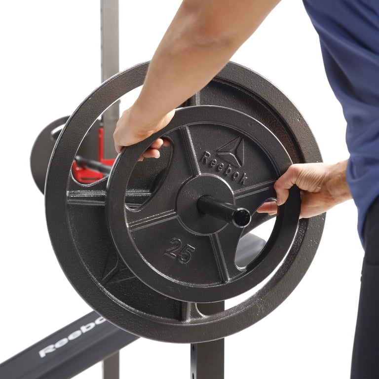 Reebok プレートラック Reebok 25lb Standard Cast Iron Precision Weight Plate with 2-Grip